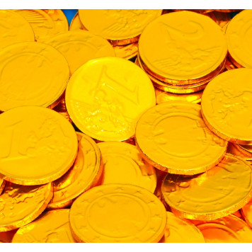 Монеты Tayas coin chocolate золотистые с какао из шоколадной глазури, 5 г