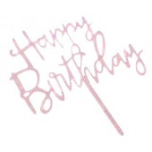 Топпер "Happy Birthday" розовый 9*14 см