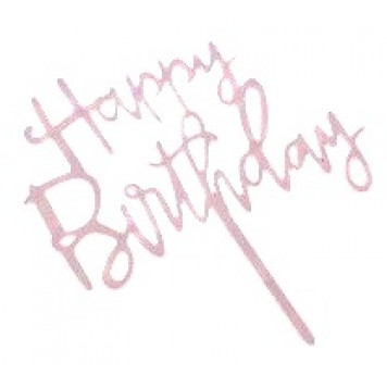 Топпер "Happy Birthday" розовый 9*14 см