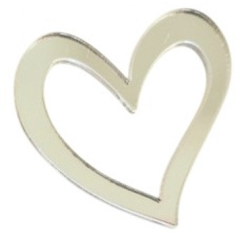 Миниатюра / Сердце 4,5см / акрил  зеркальный серебро