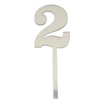 Топпер / Цифра малая "2" / акрил серебро