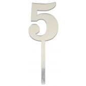 Топпер / Цифра малая "5" / акрил серебро
