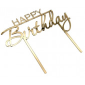 Топпер / Happy Birthday8 / акрил  зеркальный золото