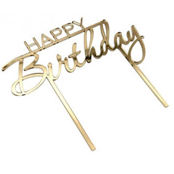 Топпер / Happy Birthday8 / акрил  зеркальный золото