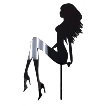 Бенто-топпер / Девушка силуэт2 / акрил  черный