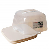 Тортовница с крышкой, 28,5×28,5×17,5 см, цвет бежевый