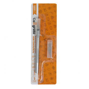 Нож канцелярский скальпель, 5 запасных лезвий, Calligrata TOP