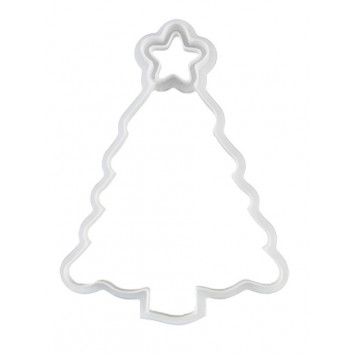 Вырубка для пряника с оттиском "Елка со звездой" мини пластик, 8,5 см