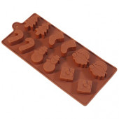 Форма силиконовая для шоколада "Новый год" 20*10 см, 12 ячеек