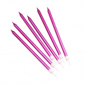 Свечи в торт "Ройс", 6 шт, высокие, 13 см, фиолетовый металлик