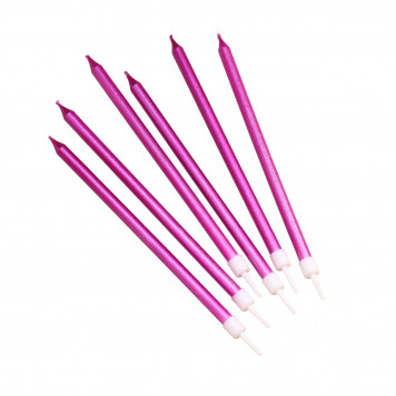 Свечи в торт "Ройс", 6 шт, высокие, 13 см, фиолетовый металлик