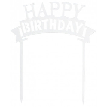 Топпер для торта "Happy Birthday", серебро, Дарим Красиво