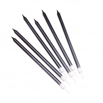 Свечи в торт «Ройс», 6 шт., высокие, 13 см, графит металлик