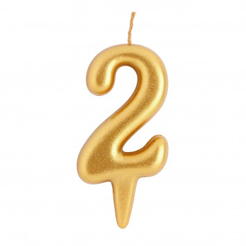 Свеча для торта «Цифра 2», золотая, 5.5 см