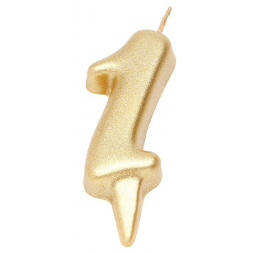 Свеча для торта «Цифра 1», золотая, 5.5 см