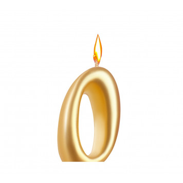 Свеча для торта «Цифра 0», золотая, 5.5 см