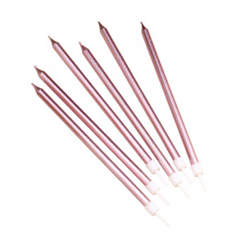 Свечи в торт «Ройс», 6 шт., высокие, 13 см, розовый металлик