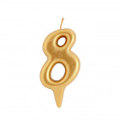 Свеча для торта цифра «Овал» золотая 8, большая, 5.5 см
