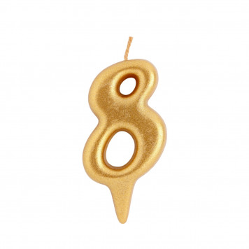 Свеча для торта цифра «Овал» золотая 8, большая, 5.5 см