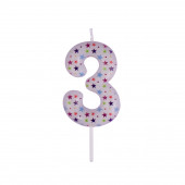 Свеча в торт  "3", 5,5 х 8 см