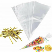 Конусные пакетики 15*30см со стяжками, 100шт