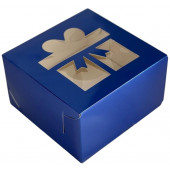 Коробка 4 капкейка синяя Подарок