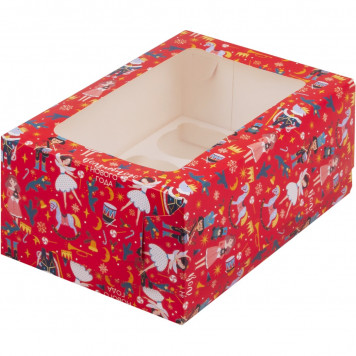 Коробка 6 капкейков 23*16*10 Щелкунчик