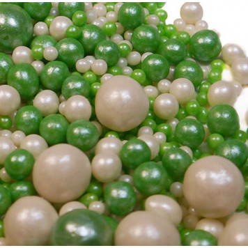 Посыпки рисовые Зеленый, серебро, 100г