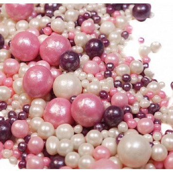 Посыпки рисовые Серебро, розовый, сиреневый, 100г