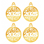 Набор топперов Елочные шары 2024 золото акрил нг52
