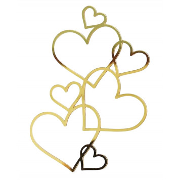 Топпер 7 сердечек золотые