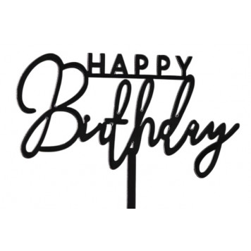 Топпер для торта «День рождения», черный глянец