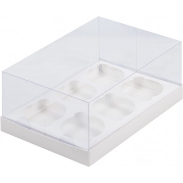 Коробка 6 капкейков 23*16*10 белая КРЫШКА