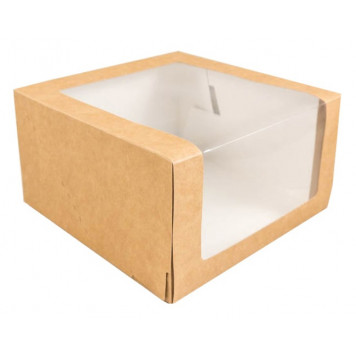 Коробка 18*18*10 с боковым окном крафт