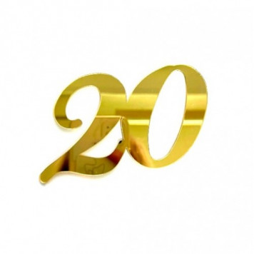 Топпер Цифра 20 золотой акрил ц02