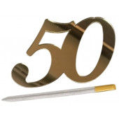Топпер Цифра 50 золотой акрил ц06