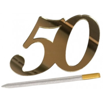 Топпер Цифра 50 золотой акрил ц06
