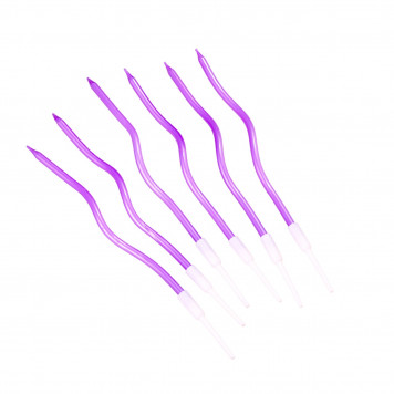 Свечи для торта витые «Серпантин» 6 шт., коктейльные, фиолетовые