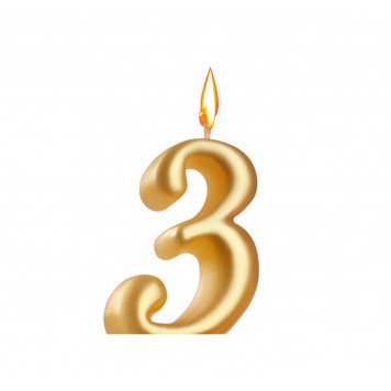 Свеча для торта «Цифра 3», золотая, 5.5 см