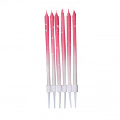 Свечи для торта с блестками, розовый, 6 шт., 13 х 0.4 см