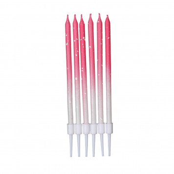Свечи для торта с блестками, розовый, 6 шт., 13 х 0.4 см