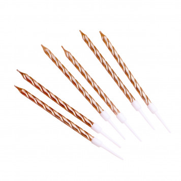 Свечи в торт витые с подставкой, 6 шт., 11 см, шампань