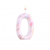 Свеча в торт "Белый мрамор", цифра "0", ГИГАНТ, 12,5 см