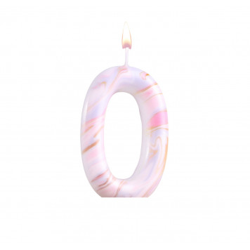 Свеча в торт "Белый мрамор", цифра "0", ГИГАНТ, 12,5 см