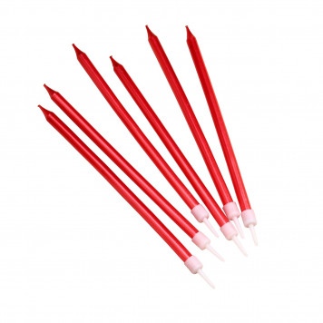 Свечи в торт "Ройс", 6 шт, высокие, 12,5 см, рубиновый металлик