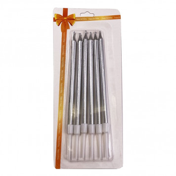 Свечи для торта Классика Серебро 6шт, 10см