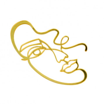 Топпер для торта Контур лица с завитком (золотой)