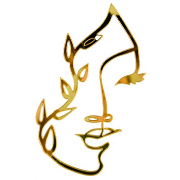 Топпер для торта Контур лица с маленькой веткой (золотой)