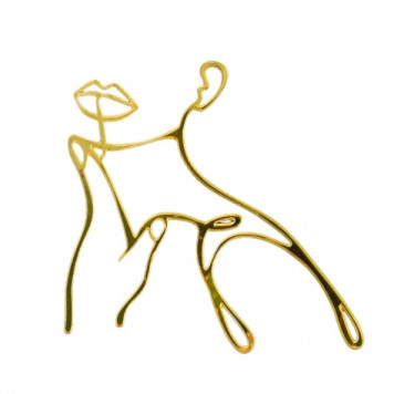 Топпер для торта Контур лица с рукой (золотой)