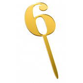 Топпер цифра 6 золото 3,5*5см